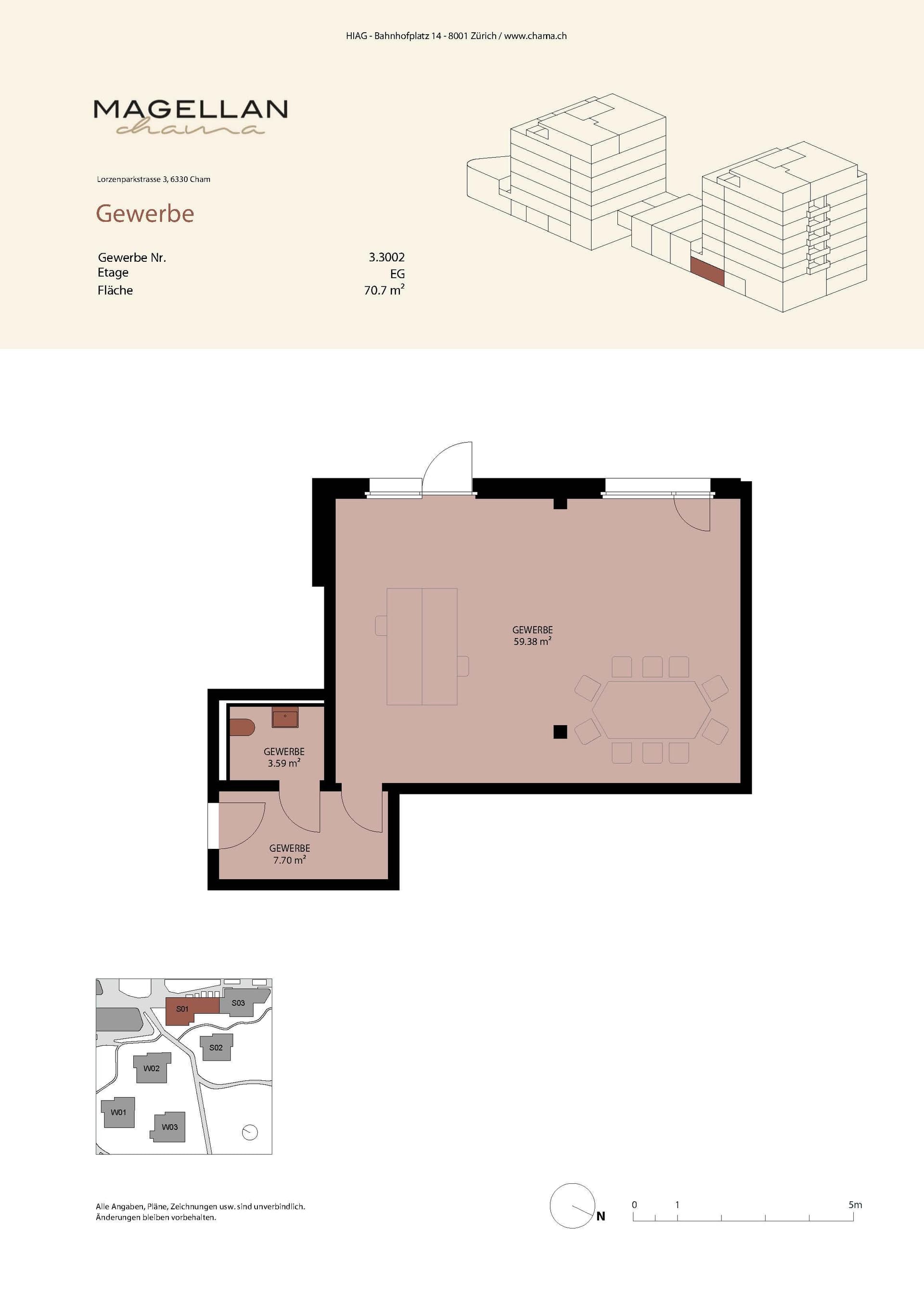 Espace commercial au Lorzenparkstrasse 3, 6330 Cham – Photo 2 sur 2