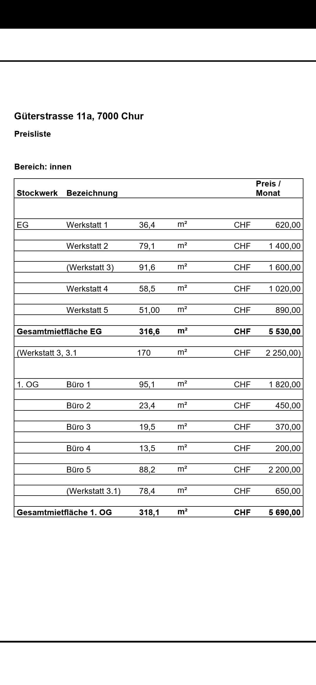 Gewerbe an Güterstrasse 11, 7000 Chur – Bild 5 von 6